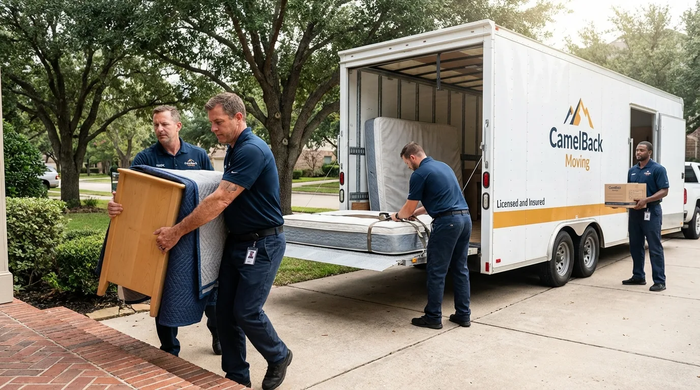 Crew loading residential truck for cross-state move from Rainbow City, AL