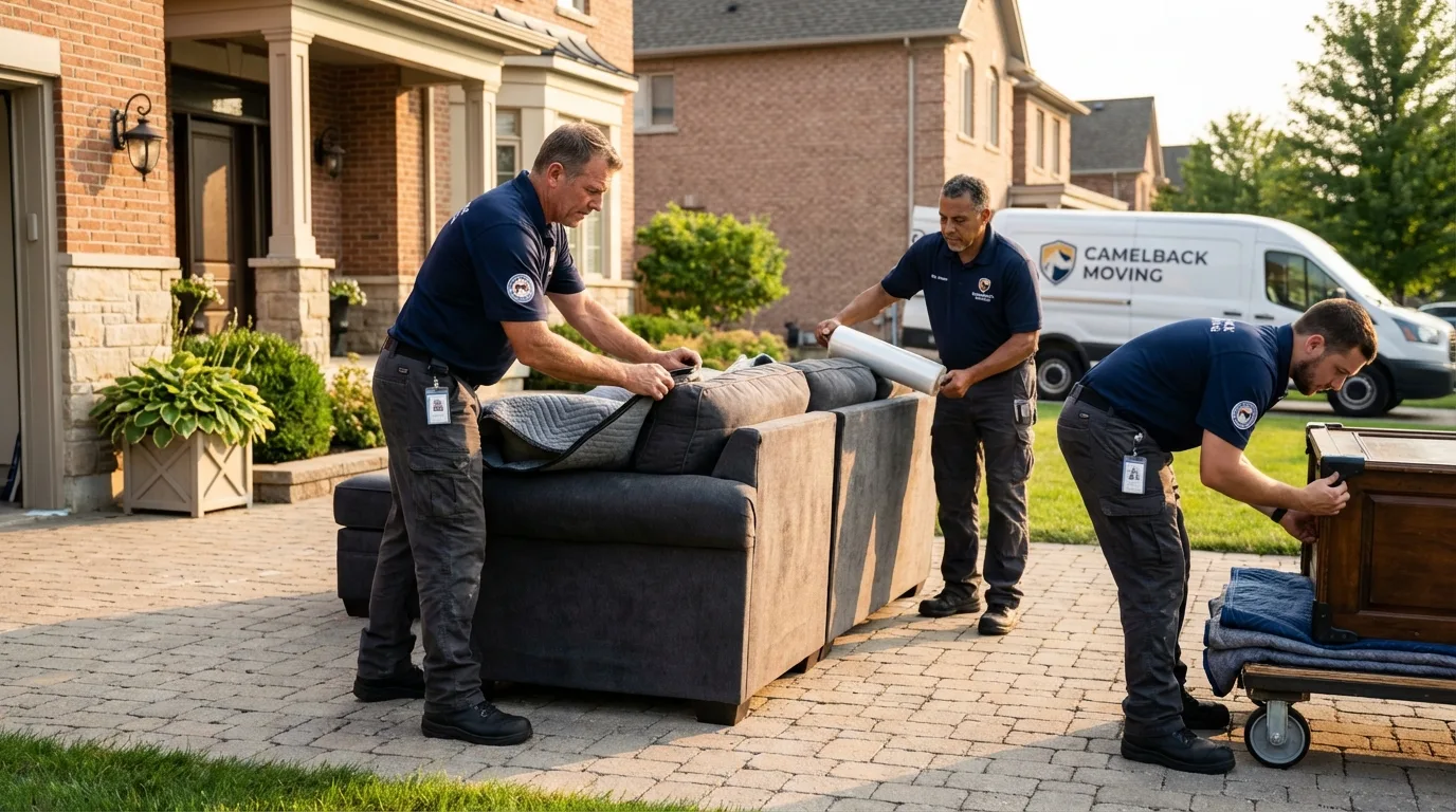 Large estate moving crew wrapping furniture in Rainbow City, AL
