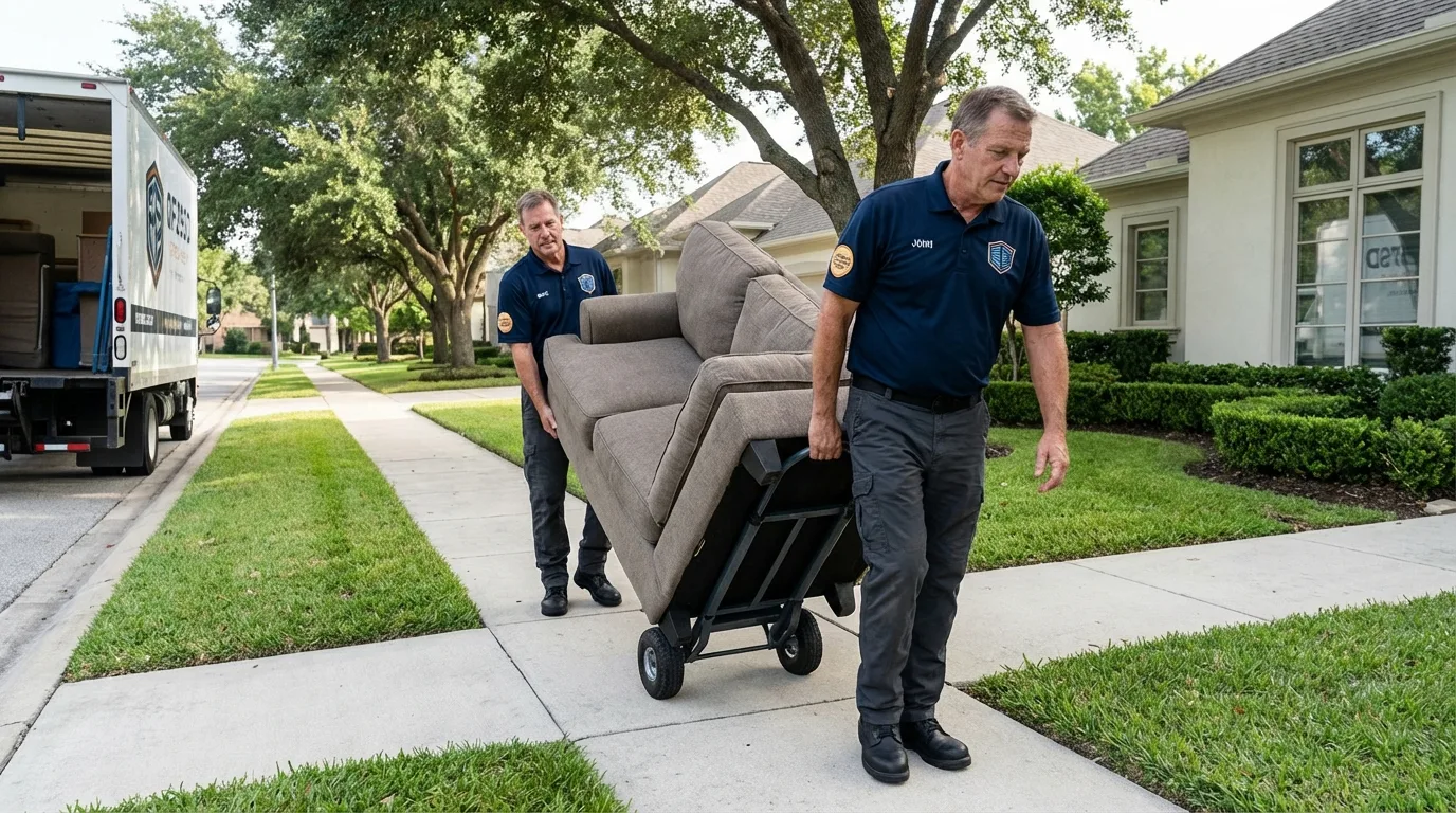 Local residential moving crew loading furniture in Rainbow City, AL